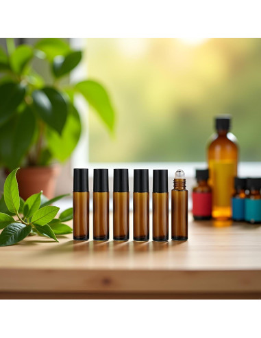 Botellas de Rodillo de Vidrio 10ml WsjiaboFux - 6 Pcs Rellenables