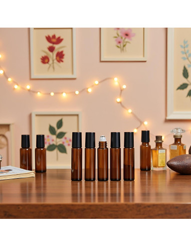 Botellas de Rodillo de Vidrio 10ml WsjiaboFux - 6 Pcs Rellenables