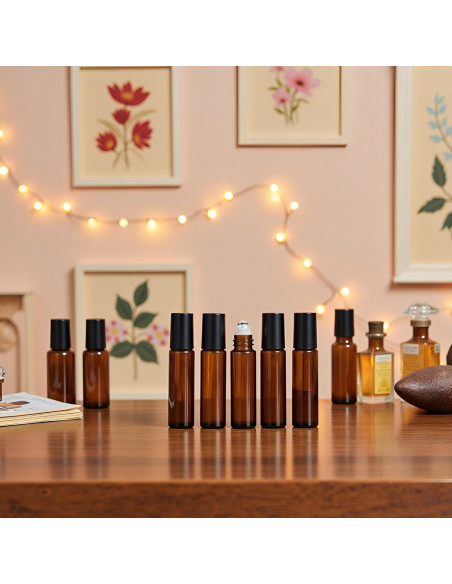 Botellas de Rodillo de Vidrio 10ml WsjiaboFux - 6 Pcs Rellenables