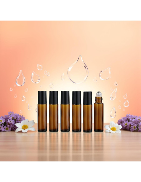 Botellas de Rodillo de Vidrio 10ml WsjiaboFux - 6 Pcs Rellenables