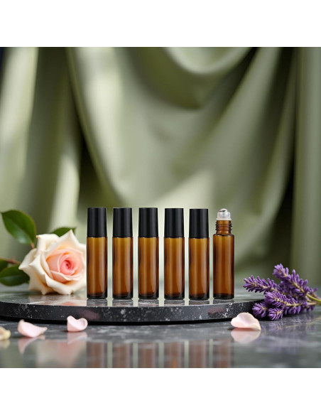 Botellas de Rodillo de Vidrio 10ml WsjiaboFux - 6 Pcs Rellenables