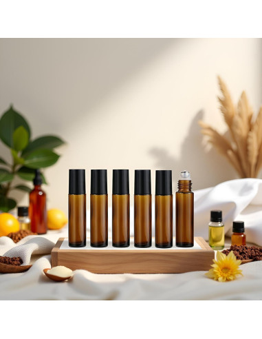 Botellas de Rodillo de Vidrio 10ml WsjiaboFux - 6 Pcs Rellenables