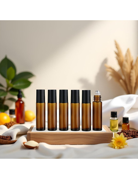 Botellas de Rodillo de Vidrio 10ml WsjiaboFux - 6 Pcs Rellenables