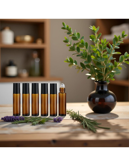 Botellas de Rodillo de Vidrio 10ml WsjiaboFux - 6 Pcs Rellenables