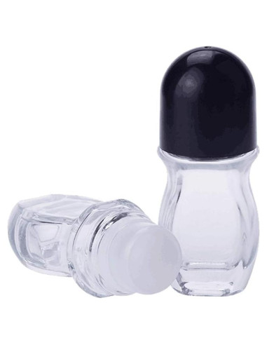 2 Botellas de Vidrio Negro 50ml con Rodillo para Aceites