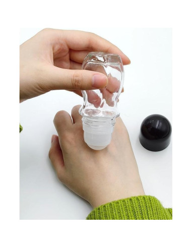 2 Botellas de Vidrio Negro 50ml con Rodillo para Aceites