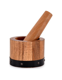 Conjunto Mortero y Mano de Mortero NIRMAN 10.16 cm Madera