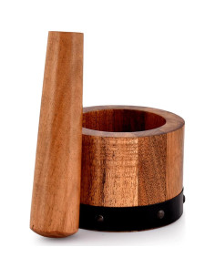 Conjunto Mortero y Mano de Mortero NIRMAN 10.16 cm Madera 2