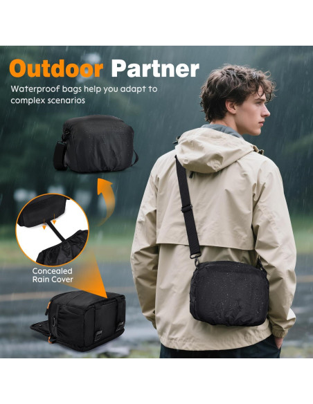 Bolsa de Hombro para Cámara AMOZZ Negra, Acolchada y Impermeable
