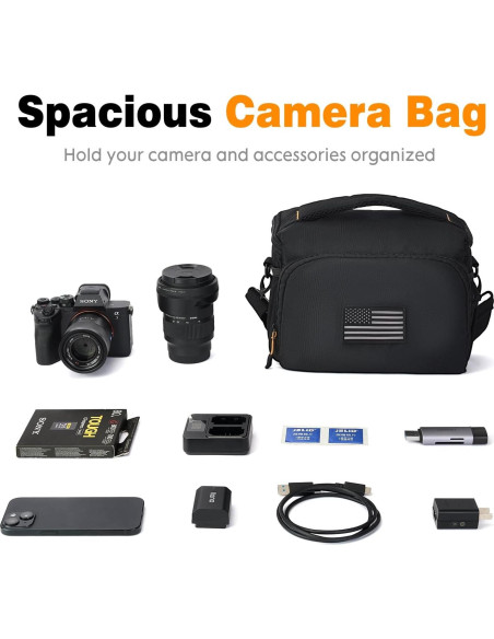Bolsa de Hombro para Cámara AMOZZ Negra, Acolchada y Impermeable