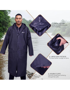 Abrigo Lluvioso Largo Hombre HANMENGXUAN 3XL Azul Impermeable 2