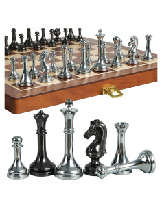 Juego de Ajedrez Plegable de Madera ELONGDI 30.48 cm Metal