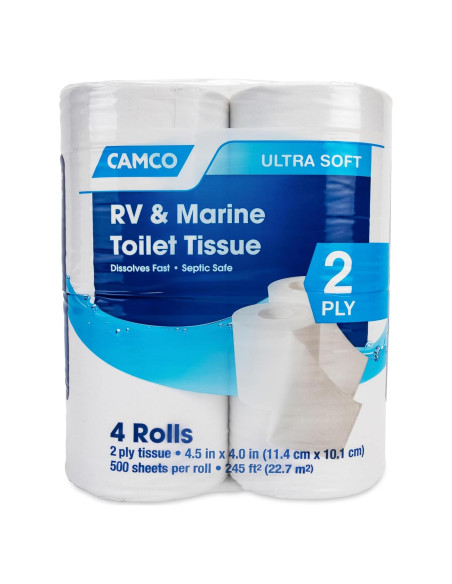 Papel Higiénico 2 Capas Camco para RV y Marina - 4 Rollos