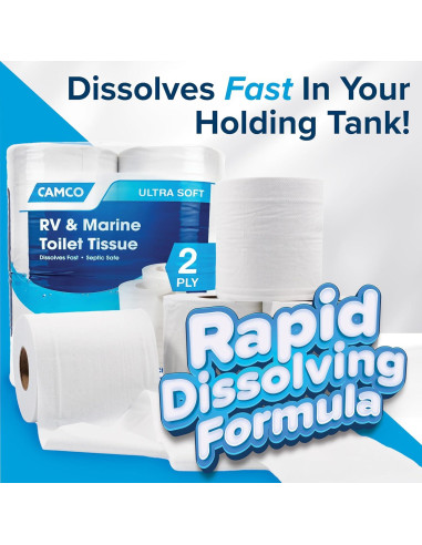 Papel Higiénico 2 Capas Camco para RV y Marina - 4 Rollos