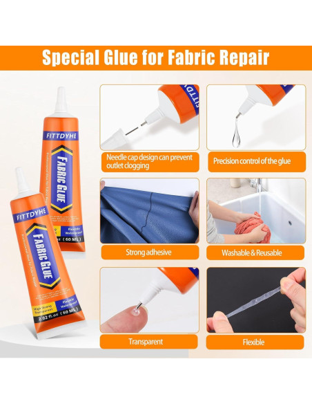 Pegamento para Tela Permanente FITTDYHE 3Pcs 60ml Lavable