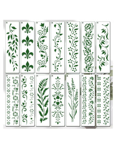 14 Plantillas Reutilizables de Borde Floral XIAOSHAN 30.5 cm
