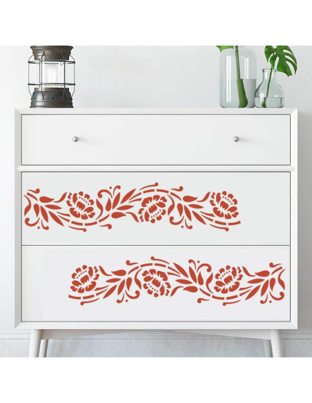 14 Plantillas Reutilizables de Borde Floral XIAOSHAN 30.5 cm