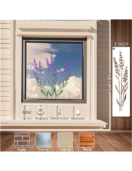 14 Plantillas Reutilizables de Borde Floral XIAOSHAN 30.5 cm