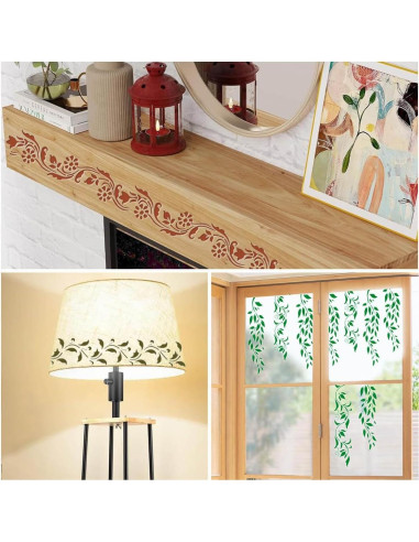 14 Plantillas Reutilizables de Borde Floral XIAOSHAN 30.5 cm