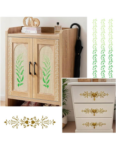 14 Plantillas Reutilizables de Borde Floral XIAOSHAN 30.5 cm