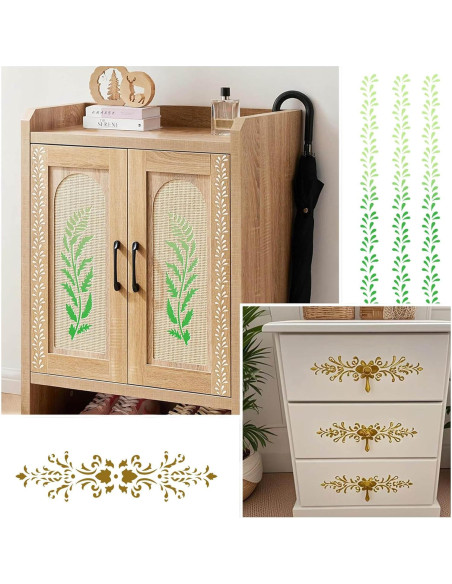 14 Plantillas Reutilizables de Borde Floral XIAOSHAN 30.5 cm