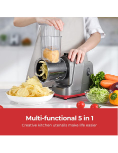 Rallador de Queso Eléctrico Homparty 250W 5 Cuchillas Inoxidable 2