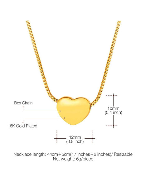 Collar Choker de Corazón U7 para Mujeres - Acero Inoxidable 18K