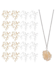 20 Pcs Montajes de Colgante en Rama WEBEEDY Oro y Plata 31x36mm