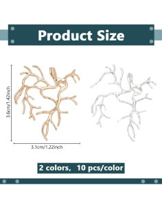 20 Pcs Montajes de Colgante en Rama WEBEEDY Oro y Plata 31x36mm 2