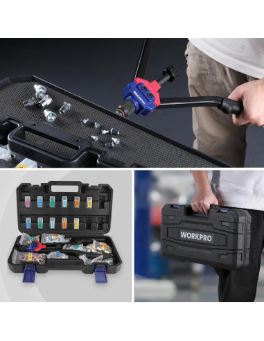 Remachadora Manual de Tuerca WORKPRO 11 Mandriles 185 Pcs