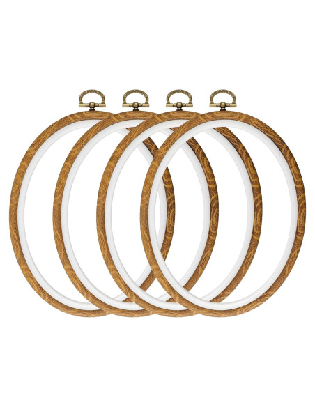 Aros de Bordado Ovalados Semetall 4pcs 17x13.5cm Imitación Madera