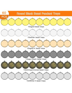 Bandejas de Colgante Redondas Oubaka 60Pcs 20mm Blanco DIY 2