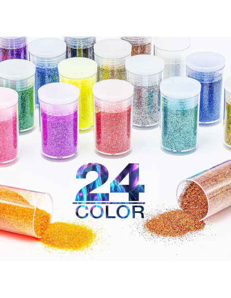 Conjunto de Purpurina Holográfica Ultra Fina 24 Colores 6g