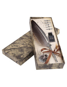 Juego de Pluma de Pavo Real KooingTech 27cm con 6 Puntas