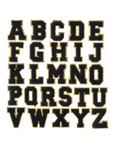 26 Parches de Letras Bordadas Chenille Negros BIUWING 7.87 cm