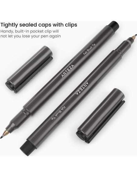 Marcadores de Pincel ARTEZA Set de 12 Negros 0.5mm No Tóxicos