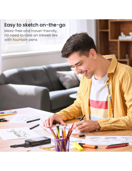 Marcadores de Pincel ARTEZA Set de 12 Negros 0.5mm No Tóxicos