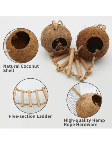 Casa de Pájaro Colgante Tfwadmx de Coco Natural con Escalera