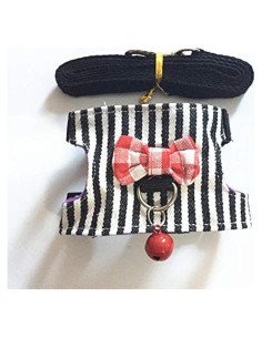 Arnés y Correa para Mascotas Pequeñas Hypeety Mediano Raya Negra