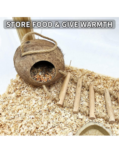 Casa de Pájaro Colgante Tfwadmx de Coco Natural con Escalera