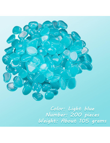 Elandy 200PCS Piedras Luminosa Azul Claro para Jardín y Acuario