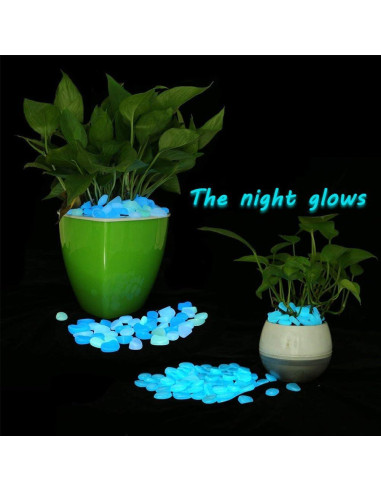 Elandy 200PCS Piedras Luminosa Azul Claro para Jardín y Acuario