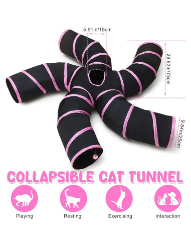Túnel para Gatos Poen 5 Canales + 20 Juguetes Interactivos