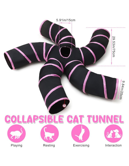 Túnel para Gatos Poen 5 Canales + 20 Juguetes Interactivos