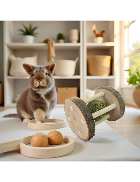 Juguete Masticable de Madera Natural Tnyvm para Hámster y Conejo