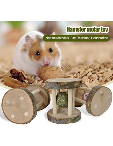 Juguete Masticable de Madera Natural Tnyvm para Hámster y Conejo
