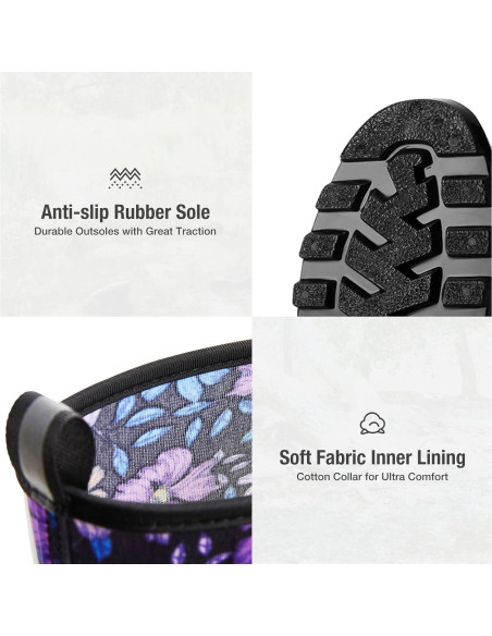 Botas de Lluvia HISEA para Mujeres, Altas hasta la Rodilla, Floral