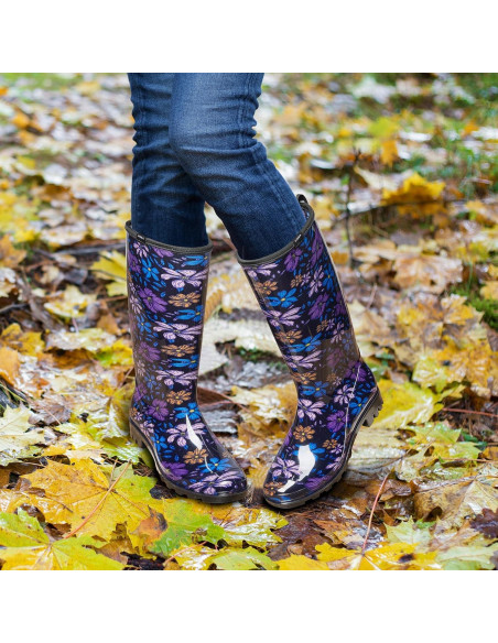Botas de Lluvia HISEA para Mujeres, Altas hasta la Rodilla, Floral