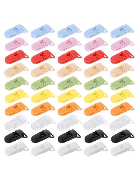 Juego de 50 Clips Sujetadores de Chupetes Coloridos - Plástico