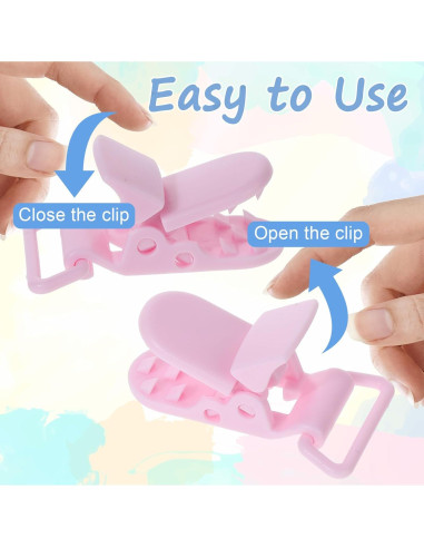 Juego de 50 Clips Sujetadores de Chupetes Coloridos - Plástico